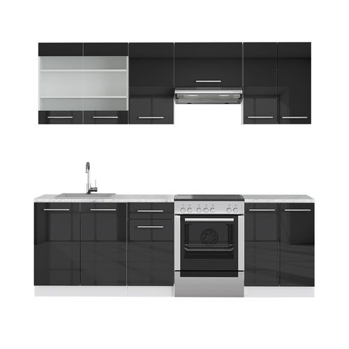 Cuisine Fame-line 34462 Anthracite Brillant/blanc 240cm Sans Pt