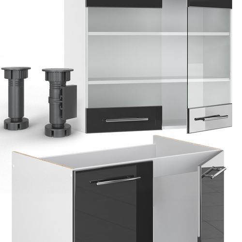 Cuisine Fame-line 34462 Anthracite Brillant/blanc 240cm Sans Pt