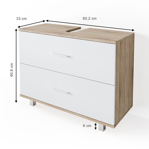 Meuble Sous Vasque Simple Ilias 34584 Blanc/sonoma 80x60.8cm