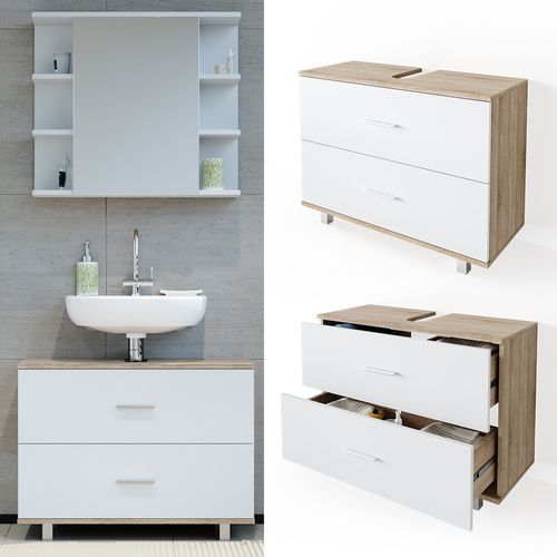 Meuble Sous Vasque Simple Ilias 34584 Blanc/sonoma 80x60.8cm