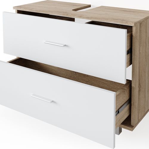 Meuble Sous Vasque Simple Ilias 34584 Blanc/sonoma 80x60.8cm