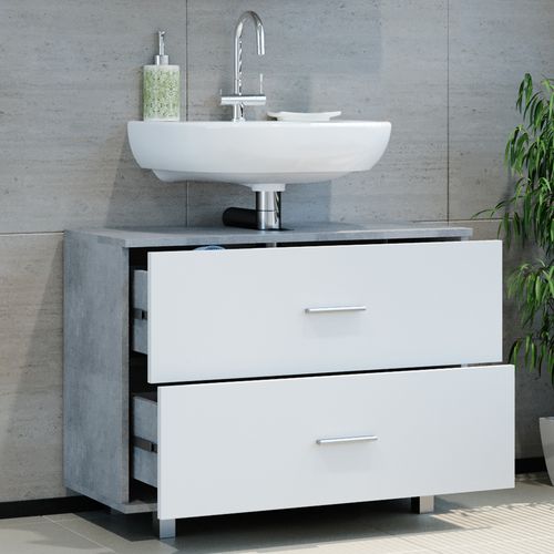Meuble Sous Vasque Simple Ilias 34585 Béton/blanc 80x60.8cm