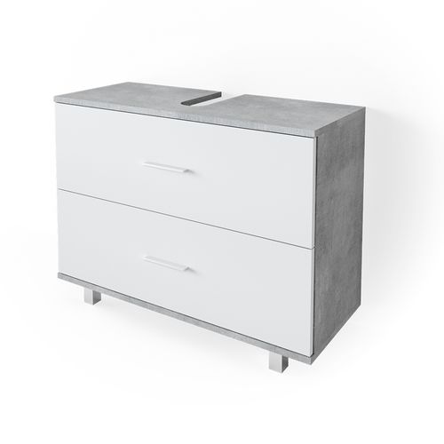 Meuble Sous Vasque Simple Ilias 34585 Béton/blanc 80x60.8cm