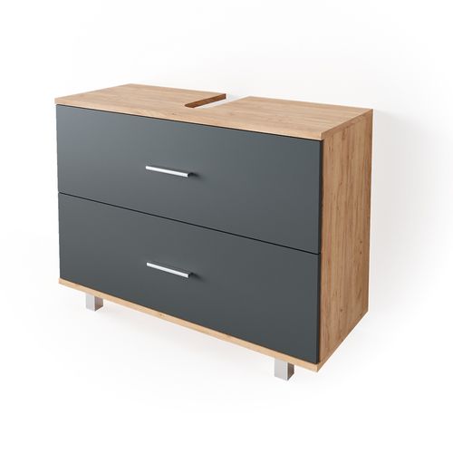 Meuble Sous Vasque Simple Ilias 34586 Anthracite/chêne Doré 80x60.8cm