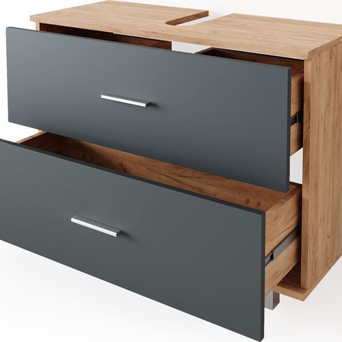 Meuble Sous Vasque Simple Ilias 34586 Anthracite/chêne Doré 80x60.8cm