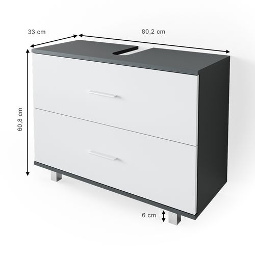 Meuble Sous Vasque Simple Ilias 34587 Anthracite/blanc 80x60.8cm