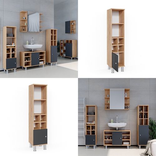 Colonne De Salle De Bain Fynn, Anthracite, 30x130.6cm Petite Porte