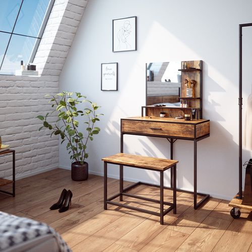 Coiffeuse Fyrk 34298 Bois Antique 80cm Avec Chaise