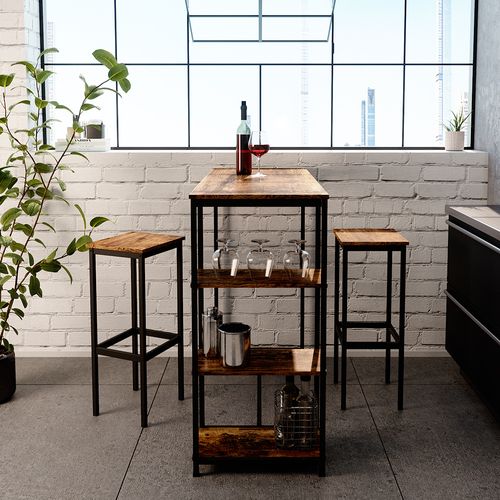 Tabouret De Bar Fyrk 34123 Chêne Rustique 32x78cm 2 Pièces