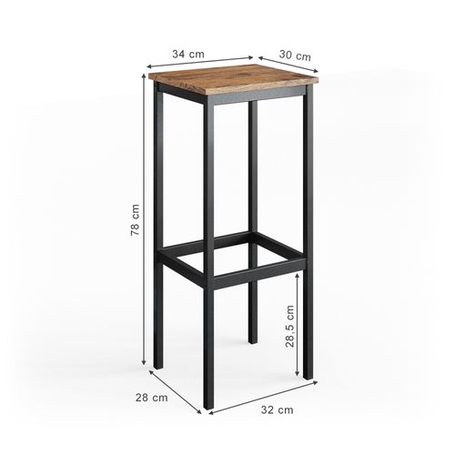 Tabouret De Bar Fyrk 34123 Chêne Rustique 32x78cm 2 Pièces