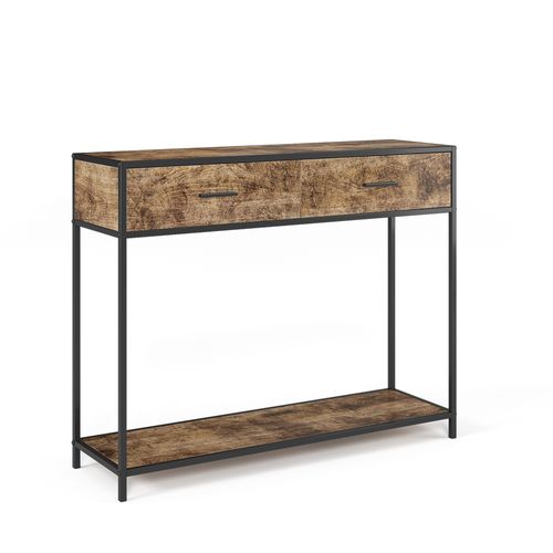 Table Console Fyrk 34195 Bois Antique 100x80cm Avec Tiroirs