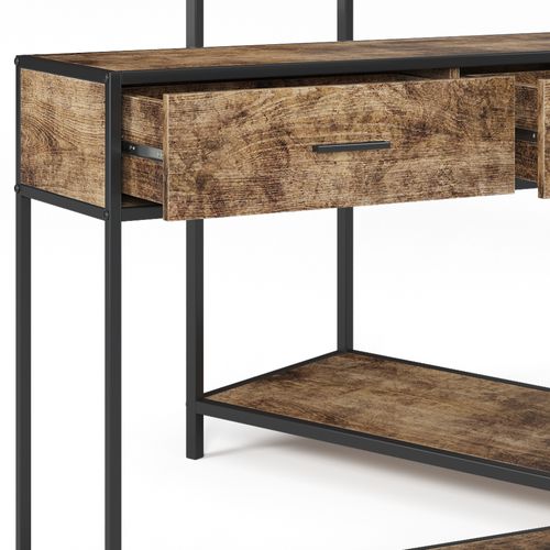 Table Console Fyrk 34195 Bois Antique 100x80cm Avec Tiroirs