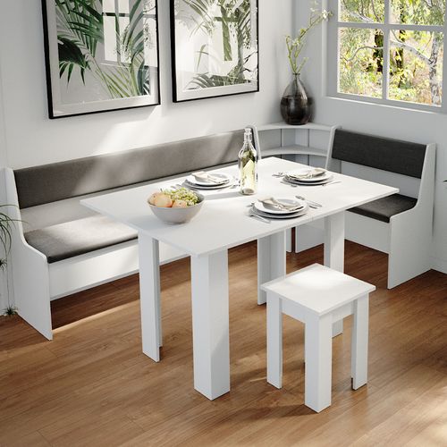 Groupe De Banquettes Dangle Roman 34309 Blanc 210x120cm Avec Table