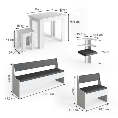 Groupe De Banquettes Dangle Roman 34309 Blanc 210x120cm Avec Table