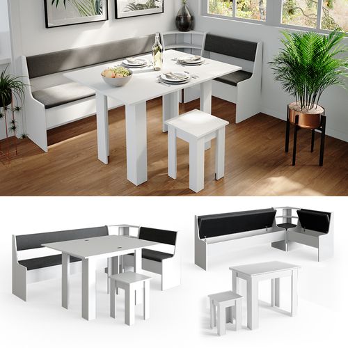 Groupe De Banquettes Dangle Roman 34309 Blanc 210x120cm Avec Table
