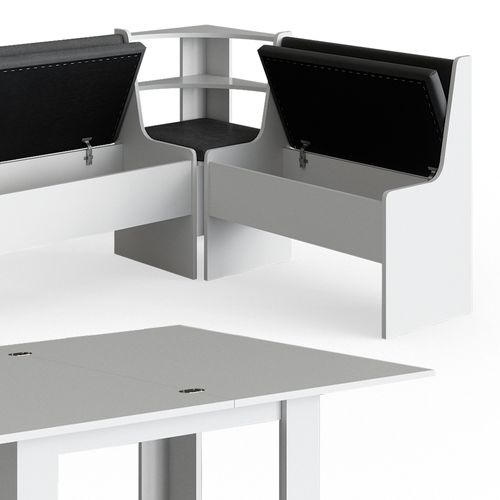 Groupe De Banquettes Dangle Roman 34309 Blanc 210x120cm Avec Table