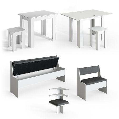 Groupe De Banquettes Dangle Roman 34309 Blanc 210x120cm Avec Table