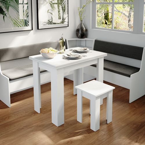 Groupe De Banquettes Dangle Roman 34311 Blanc 180x150cm Avec Table