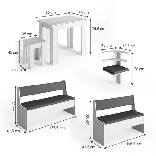 Groupe De Banquettes Dangle Roman 34311 Blanc 180x150cm Avec Table