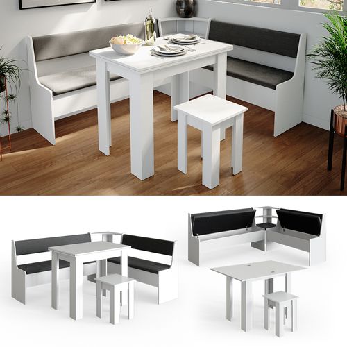 Groupe De Banquettes Dangle Roman 34311 Blanc 180x150cm Avec Table