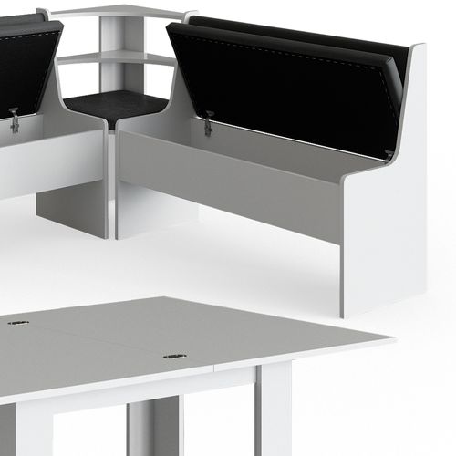 Groupe De Banquettes Dangle Roman 34311 Blanc 180x150cm Avec Table