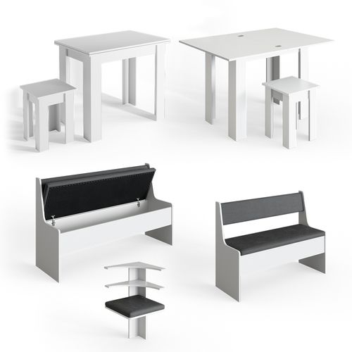 Groupe De Banquettes Dangle Roman 34311 Blanc 180x150cm Avec Table