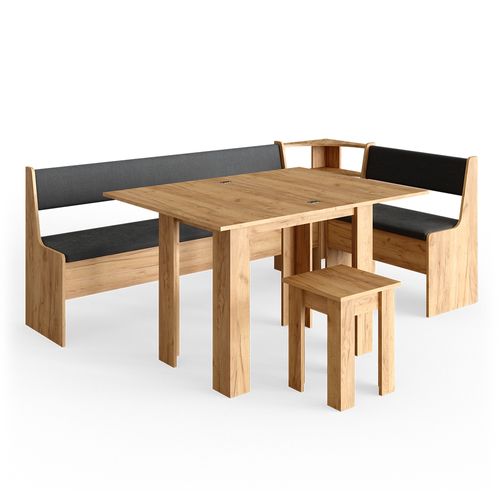 Groupe De Banquettes Dangle Roman 34318 Chêne De Force Doré 210x120cm Avec Table