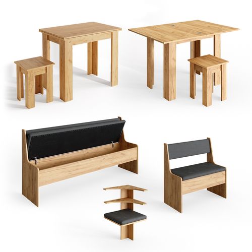 Groupe De Banquettes Dangle Roman 34318 Chêne De Force Doré 210x120cm Avec Table