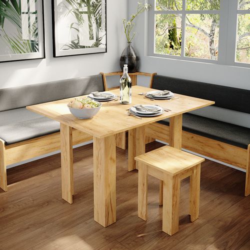 Groupe De Banquettes Dangle Roman 34322 Chêne De Force Doré 180x180cm Avec Table