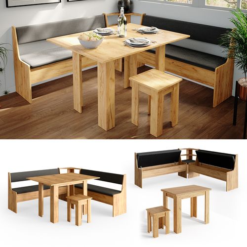 Groupe De Banquettes Dangle Roman 34322 Chêne De Force Doré 180x180cm Avec Table