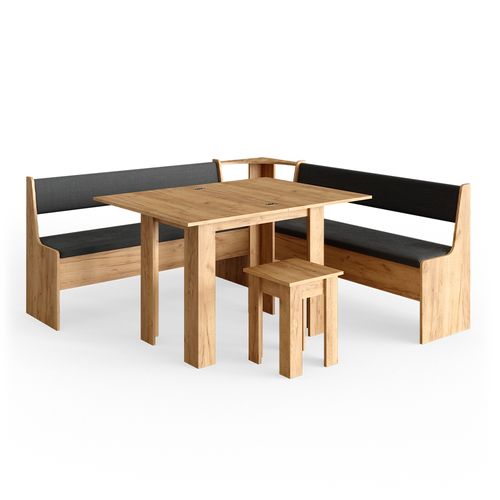 Groupe De Banquettes Dangle Roman 34322 Chêne De Force Doré 180x180cm Avec Table