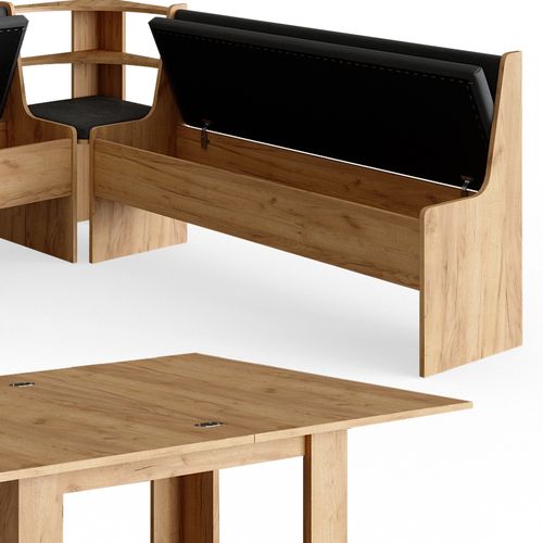 Groupe De Banquettes Dangle Roman 34322 Chêne De Force Doré 180x180cm Avec Table