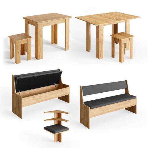 Groupe De Banquettes Dangle Roman 34322 Chêne De Force Doré 180x180cm Avec Table