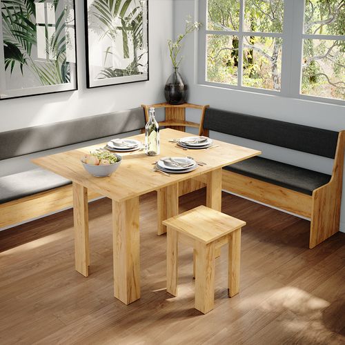 Groupe De Banquettes Dangle Roman 34323 Chêne De Force Doré 210x180cm Avec Table