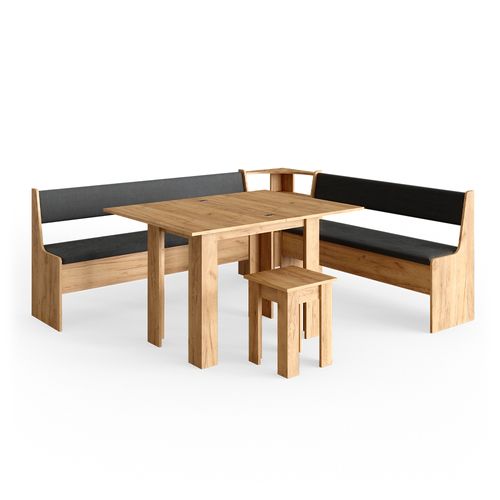 Groupe De Banquettes Dangle Roman 34323 Chêne De Force Doré 210x180cm Avec Table