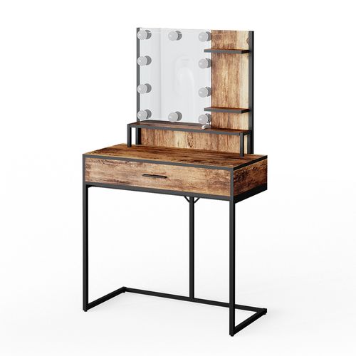 Coiffeuse Fyrk 34347 Bois Antique 80cm Avec Lampes LED