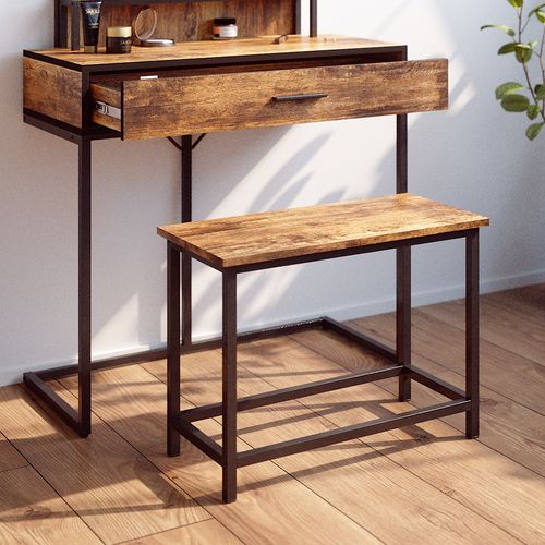 Banc Fyrk 34137 Bois Antique 60cm Pour Table De Maquillage