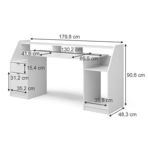 Bureau Joel, Blanc, 179.8x65.5cm