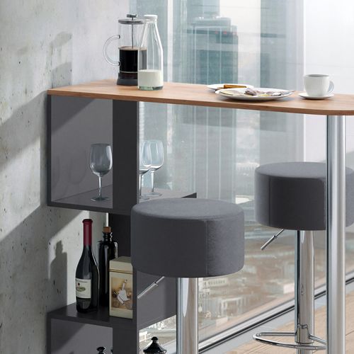 Set De Table De Bar Vincent, Chêne De Force Doré, 113x39.8cm Avec 2 Tabourets De Bar