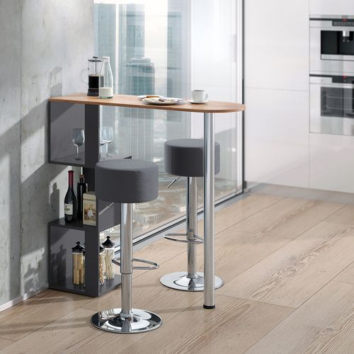 Set De Table De Bar Vincent, Chêne De Force Doré, 113x39.8cm Avec 2 Tabourets De Bar