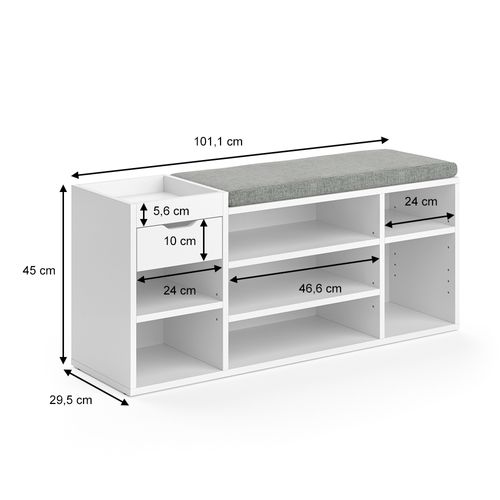Banc Pour Chaussures Eleon 34492 Blanc 101.1x45cm