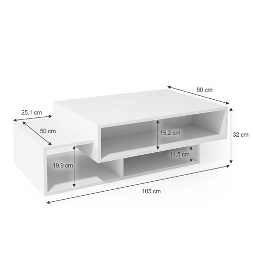 Table Basse Bari 34494 Blanc 105x60cm