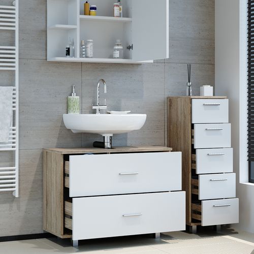 Meubles Bain Ilias 34654 Blanc/sonoma 3 Parties