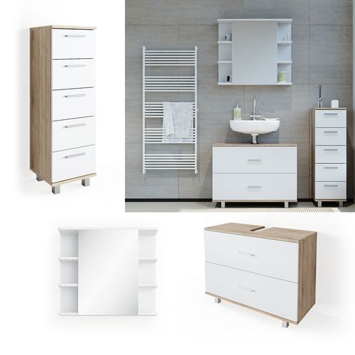 Meubles Bain Ilias 34654 Blanc/sonoma 3 Parties