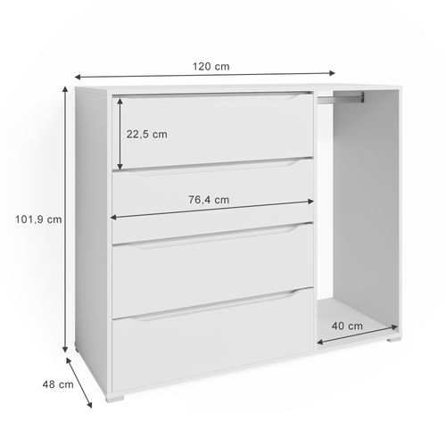 Commode Avec Tiroirs Ruben 34591 Blanc 48x101.9cm