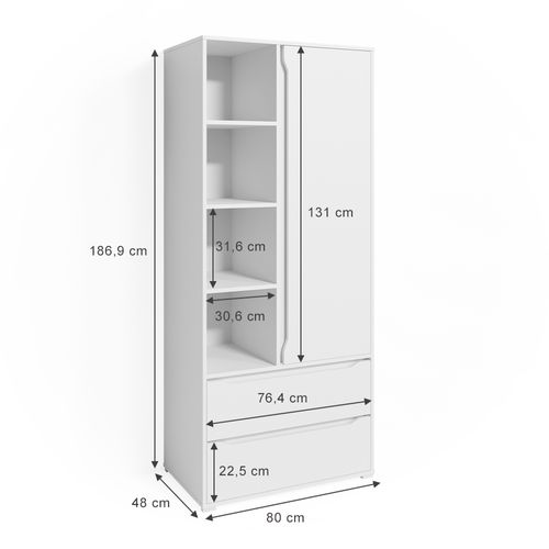 Armoire Ruben 34592 Blanc 80x189.9cm