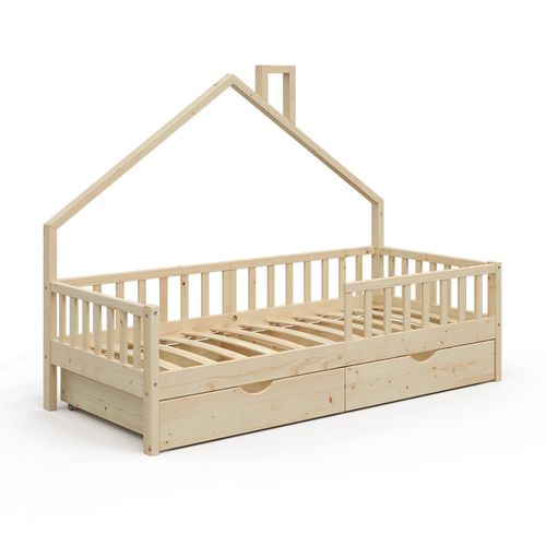 Lit Cabane Noemi 34698 Naturel Bois 90x200 Cm Avec 2 Tiroirs