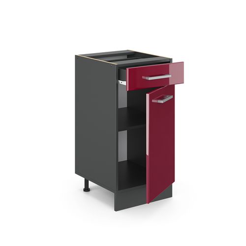 Meuble Cuisine R-line, Rouge Bordeaux Haute Brillance, 40cm
