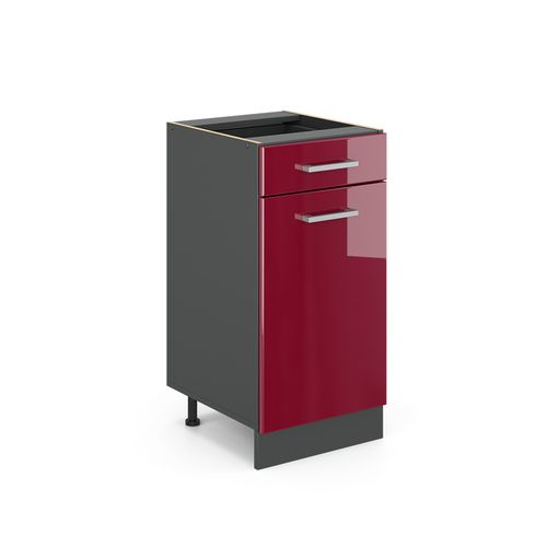 Meuble Cuisine R-line, Rouge Bordeaux Haute Brillance, 40cm