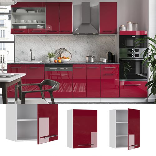 Elément Haut De Cuisine Fame-line 34795 Rouge Bordeaux Haute Brillance 50cm